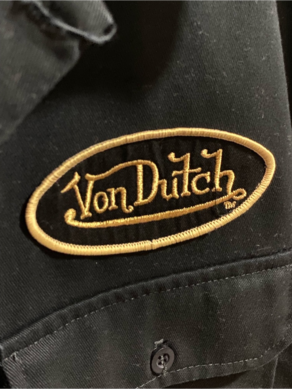 Von Dutch Vintage Mechanic Work Shirt Black Large Kustommade USA - Picture 5 of 9